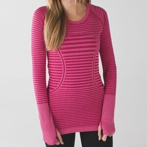 lululemon athletica Pink Striped Long Sleeve Top
